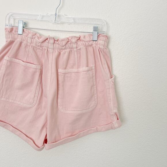 [American Eagle Outfitters] Pink High Rise Paperbag Elastic Waist Denim Shorts 6 - Picture 7 of 8